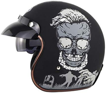 GAOZHE retrò Casco Scodella Casco Moto, Aperto Jet Caschi, Casco A Scodella,Scooter Motorino Vintage Caschi Cromwell, Donna Uomo con Visiera Parasole - DOT Omolog