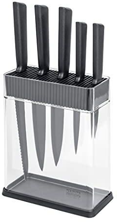KUHN RIKON COLORI+ Messerblock Vision mit Messer, 6 Stk., Grau | Transparent