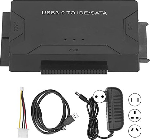 Convertidor de Cable Adaptador Sata/IDE a USB 3.0 para Adaptador de Disco Duro ssd HDD Externo Común de 2.5/3.5 IDE y Sata, Indicador Led de Actividad, Plug and Play.(Negro)