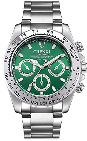 JewelryWe Herrenuhr Edelstahl Quarz Analog Armbanduhr 30M Wasserdicht Römische Ziffern Zifferblatt Uhr mit Woche Datum Kalender und Leuchtend Zeiger Vatertagsgeschenk