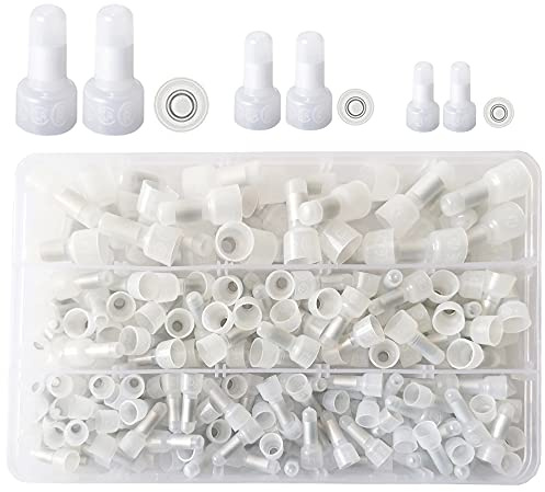 Ruidee 250PCS Closed End Crimp Connector Nylon Wire Crimp Cap Terminal Connectors Assortment Kit 22-16/16-14/12-10 AWG(YXM)