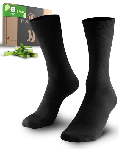 PAIXX Premium Bambus Socken Herren 43-46 & 39-42 - 4/8 Paar Schwarz - Anti-Schweiß, Antibakteriell, Atmungsaktive Socken gegen Schweißfüße