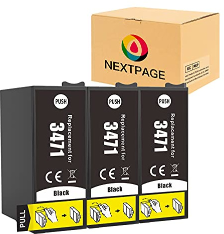 Nextpage 34XL Tintenpatronen Ersatz für Epson 34XL Schwarz Patronen Kompatibel für Workforce Pro WF-3720DWF WF-3725DWF WF-3720 WF-3725 WF3720 WF3725 Patronen Drucker (3X 34XL Schwarz)