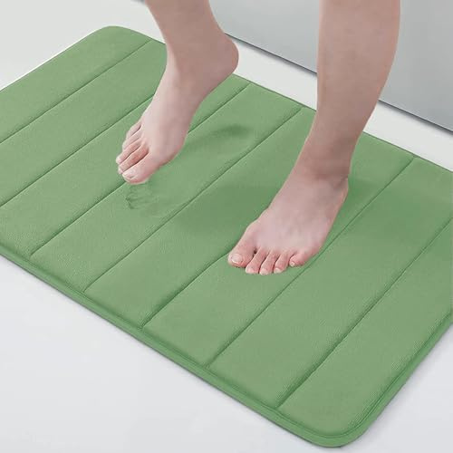 Homaxy Memory Foam Badezimmer Badeteppiche Saugfähige Rutschfester Badvorleger Waschbar Badematte - 51 x 76 cm,Grün