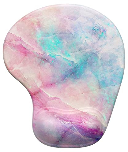Hsurbtra Mauspad mit Gel-Handballenauflage Ergonomisches Wasserdicht Komfort Mausmatte mit Handgelenkpolster Handauflage, Mousepad mit Handauflage für schonende Handgelenk Haltung, Bunter Marmor