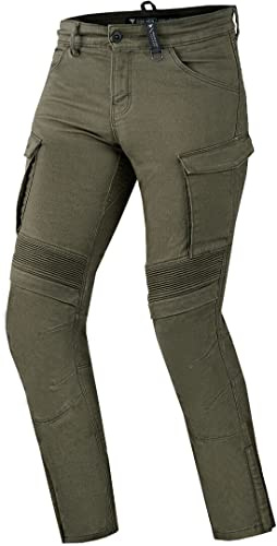 SHIMA GIRO 2.0 Motorradhose Herren - Elastische Regular Fit Cargo Biker Hose Männer mit DuraQLschicht, Knie und Hüft Protektoren, Oberschenkeltaschen (Khaki, 40)