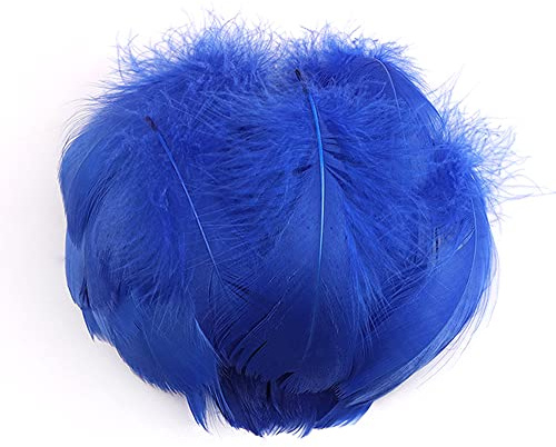 Duories 100 Stück Bunte Feder zum Basteln Naturfedern Gänsefedern Indianer Bastelfedern für DIY Kunstwerk Masken Hüte Ohrringe Haarschmucken Traumfänger Hochzeit Karneval Party Dekoration,7-12cm Blau
