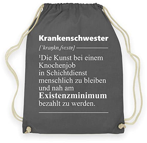 wowshirt Turnbeutel Gymsack Krankenschwester Definition Lustiger Spruch Geschenk, Farbe:Graphite Grey