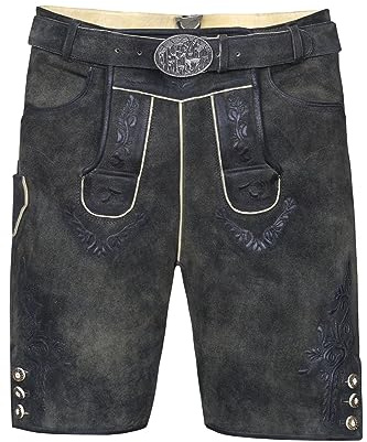 Edelnice Trachtenmode hochwertige Kurze Trachtenlederhose aus Ziegenleder Alois inkl. Gürtel