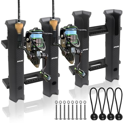 Fishing Rod Holder, Rod Holder Rack with 6-Inch Ball Bungee Cords and Screws – Portable Fishing Pole Holders Rack for Boats, Yachts, Kayaks, Garages, Coolers, Trailers, Trucks, and Wall Mounting