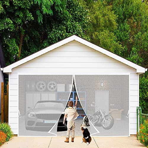 Moustiquaire Porte Magnétique Moustiquaire sur Mesure de Porte, 145 x 240 cm Rideau de Porte Antimoustique, Laisse Passer l'Air Frais et Bloque la Fumée, Kit d'installation Complet pour Portes Blanc