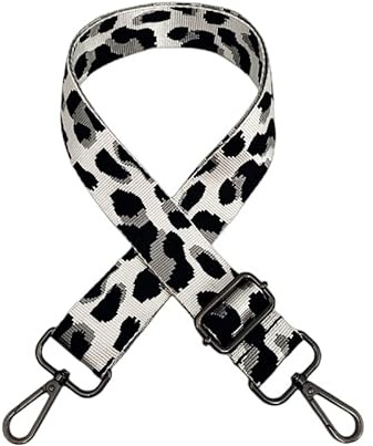 Bunt Schultergurt Leopard Muster Längenverstellbarer Tragegurt für Handtaschen 3.8cm Breiter 75-130cm Schulterriemen Umhängegurt Herren Taschenriemen Damen DIY Zubehör für Tasche -Grau weiß