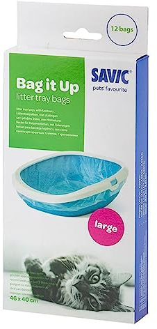 Savic Tasche 46x40 Die ideale Lösung für die Hygiene von Katzen und die Beseitigung von Gerüchen in Tabletts - hygienischer Wechsel des Katzenstreu - 1 Packung (1 x 12 Beutel)