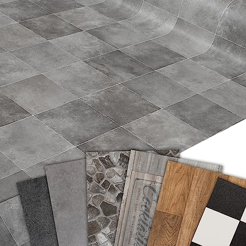 Primaflor PVC Bodenbelag Meterware - TRONTO, Fliese Florenz, 2,00m x 30,00m, Vinyl-Boden in Fliesenoptik für Küche, Wohn- und Badezimmer, Hochwertige Auslegware, Anti-Rutsch Oberfläche