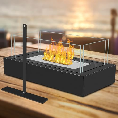 YTHFGRT Tisch-Feuerstelle für den Innenbereich, verbesserte Tisch-Feuerstelle mit vierseitigem Glas, tragbarer Ethanol-Kamin mit gemütlichem Ambiente, Indoor-Feuerstelle, Tischplatte als Geschenk für