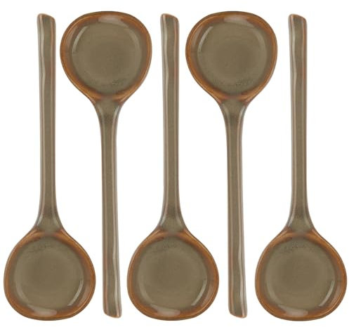 5 cucharas de sopa de cerámica, cuchara de sopa de mango largo, cuchara de sopa japonesa de porcelana, cucharas de porcelana retro para ramen, pho miso, arroz, aperitivos, helado