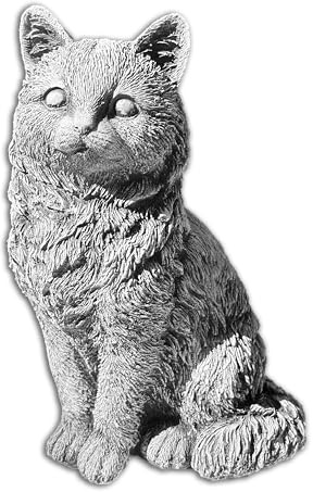 FABRIQ Süße Katze Steinfigur – Realistische Steinguss Gartenfigur – Wetterfest & frostsicher – Tierische Gartendeko