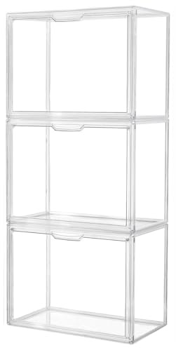 Umtiti Handtaschen-Organizer für Schrank, transparent, Kunststoff, mit magnetischer Tür, staubdichte Aufbewahrungsbehälter für Bücher, Spielzeug, Hut, 3 Stück
