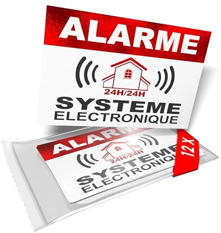 imaggge.COM - Abschreckungsaufkleber Alarm - Elektronisches System - 12 Stück - Maße 8,5 x 5,5 cm