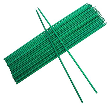 KJDKNC 30 Stück grüne Holzstäbe, Pflanzenstütze, Schild, Stab, Gartenstäbe