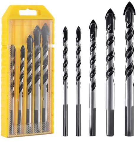 eROOSY Set di 5 punte per piastrelle in vetro, set di punte per piastrelle, ceramica, vetro, legno, pareti in mattoni