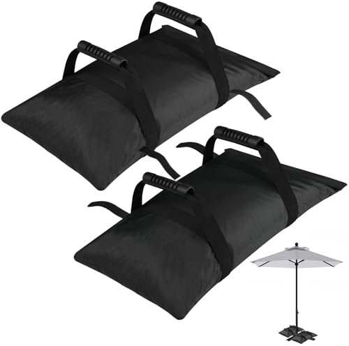 NVAAV Extra großer Schirmständer, 40,8 kg, 2 Stück, für Terrasse, befüllbare Sandsäcke für Gewicht, robuste Möbel, Outdoor-Gewichte für Schirmständer, Terrasse, Garten, Hinterhof, Schwarz (ohne Sand)