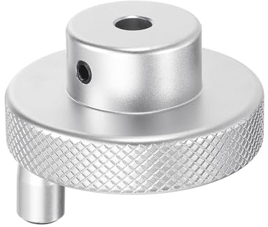 QUARKZMAN Aluminiumlegierung Handrad 50mm OD 6mm Bohrung Drehknauf Drehgriff Aluminium Fräsmaschine Handrad mit Schraubenschlüssel und 2 Stück Schrauben, Silberton