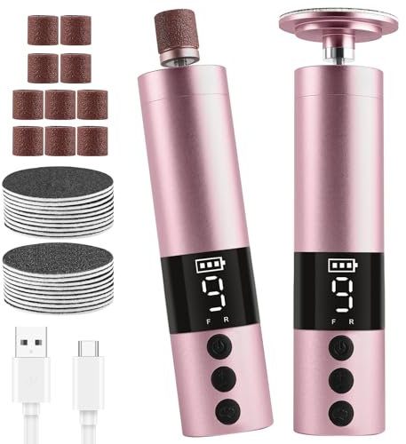 AOOWU Hornhautentferner Elektrisch, Wiederaufladbare Elektrisches Fuß-Hornhautentferner-Set mit Austauschbaren Fußfeilen, 9 Speeds, Fußpflegeset für rissige Fersen, Hornhaut, Abgestorbener