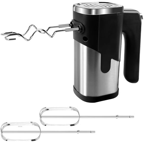 Batteur Electrique: 800 W Batteur à Main, 5 Vitesses Batteur à Main électrique, Batteur à Main Polyvalent Avec 2 Batteurs Et 2 Crochets Pétrisseurs Pour Sauces, Crème (Noire)