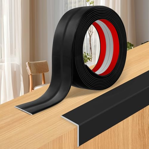 Baguette d’Angle PVC Cornière Moulure Murale Autocollante Protection Profilé Souple pour bordure de carrelage Plafond (Noir brillant, 6cm×3m)