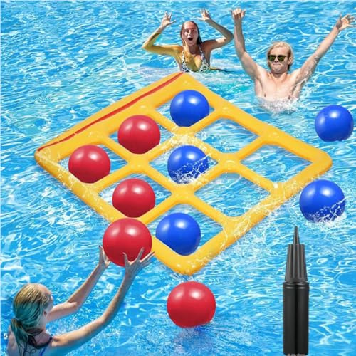 tkerinse Tic Tac Toe Game Pool Floats Toys, Inflatable Pool Toys Games Set, 2025 Summer Swimming Pool Toys Games Set, Funny Floating Pool Toys for Pool Party Water Play and Backyard Adults