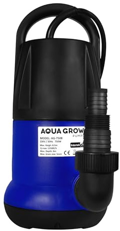 Aqua Grow Submersible Water Pump 200W/400W/750W 4000–12500L/H Heavy Duty Pump for Hydroponics, Garden, Pond, Tank with Auto Float Switch (750W – 12,500L/H (AG7508))