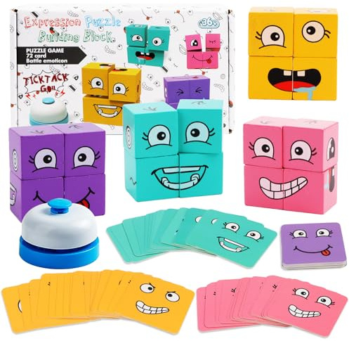 Vugttuon 89 Pcs 3d Face Changing Jigsaw Puzzle Puzzle Games Emoji Game Face Changing Building Blocks Game Educational Puzzles Toy Board Games For Kids And Adults With Bell Educational Montessori Toy