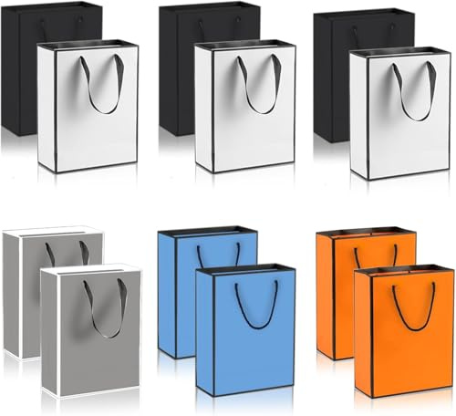 12 Stück Geschenktasche, Geschenktaschen, Geschenktüte Gift Bags, Geschenktüten mit Henkel, Geschenktaschen für Geburtstag, Hochzeit, Festivalfeier, Weihnachten, 20X10X28cm