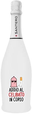 BRANDGIFT.IT Bottiglia Personalizzata Addio Al Celibato Santero 958 Spumante Extra Dry Perlage Persistente Aromaticità Floreale Bottiglie Personalizzate Ottimo Regalo Per Brindisi Originali