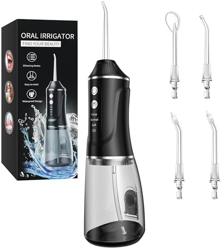 Yeerain Munddusche Testsieger 2025 mit 380ML Wassertank, 3 Modi Water Flosser Kabellose Zahnreinigung, IPX7 Wasserdicht & USB Wiederaufladbar, Tragbare Mundduschen Waterflosser für Reisen & Hause