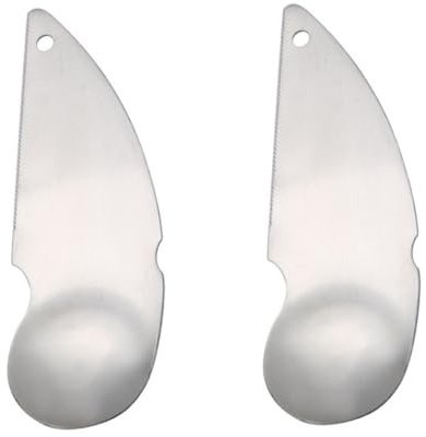 Gatuida 2 piezas Pelador de Kiwi de Acero Inoxidable Cuchara para Pelar y Extraer Pulpa Herramienta Portátil Multifunción para Aguacate Melón y Frutas Variadas