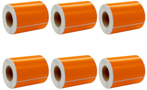 6 rollos de etiquetas térmicas directas autoadhesivas, etiquetas adhesivas térmicas de color WINCUR para envío, organización y etiquetado personalizado (6, naranja, 100 x 60 mm, 500 unidades)