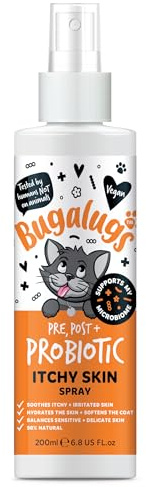Bugalugs Probiotic Cat Spray for itchy skin. Leave in spray to condition, nourish and hydrate skin and coat. Professional cat cleaning and grooming formula