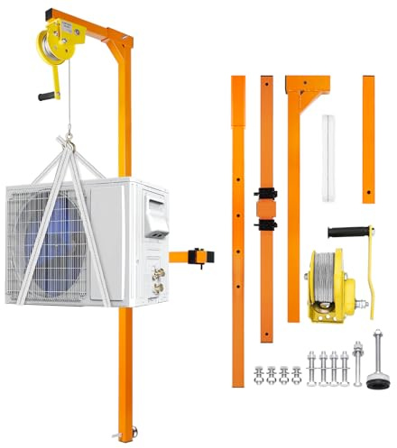 SnamicE Herramienta de elevación para Aire Acondicionado - Grúa con Capacidad de 400 Libras para fácil instalación en Exteriores, cabrestante Manual y Soporte para gr,