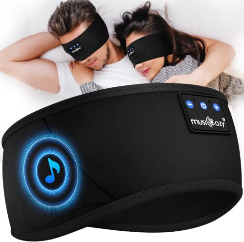 MUSICOZY Sleep Headphones Cooling Headband Headphones for Side Sleeper | Bluetooth 5.4 & 16H Playtime With Ultra-Thin Speakers. Machine Washable & Unisex. For Sleep, Yoga, Travel & Relaxation