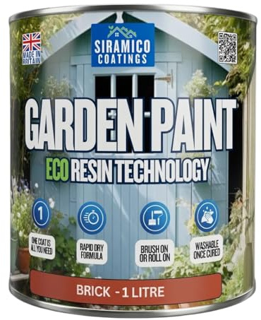 SIRAMICO COATINGS Garden Paint – 1 Litre - Eco Resin Premium One Coat Garden Paint for Garden Furniture (Brick)