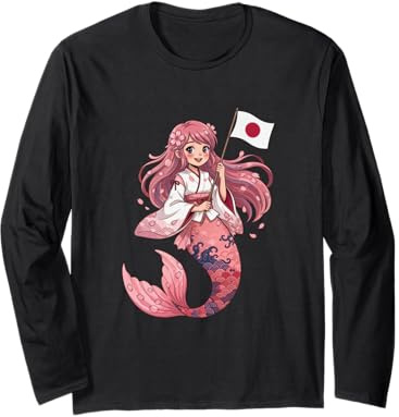 Princesa Japonesa de Sirena Sakura – Bonito Recuerdo de la Bandera de Japón Manga Larga