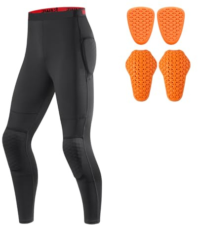 ARMAAN Pantaloni Moto Uomo Con Protezioni Ginocchia E Fianchi, Leggings Moto Traspiranti Ed Elastici Con Protezioni Rimovibili, Abbigliamento Riflettente Per Moto E MTB
