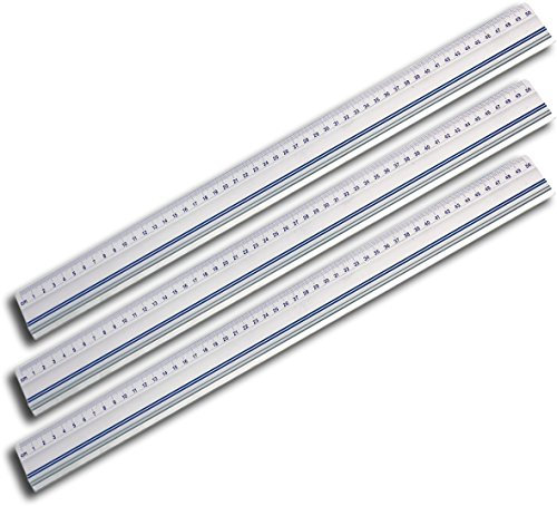 Unbekannt Wedo 525450 Schneidelineal aus Aluminium mit Stahlkante und rutschsicherer Gummieinlage, 50 cm (3er Pack)