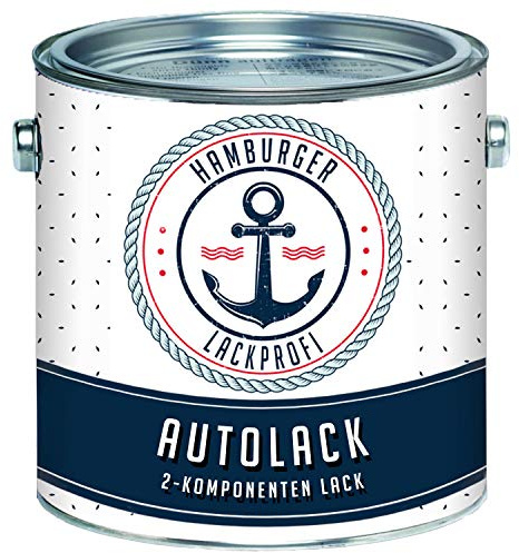 Hamburger Lack-Profi 2K Autolack GLÄNZEND Silbergrau RAL 7001 Grau Decklack - Hochdeckend - Rostschützend - Kratz- und schlagfest (1 L)