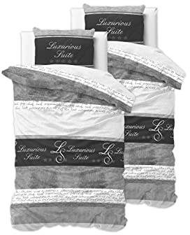 Sleeptime Bettwäsche 4teilig 135cm x 200cm 4teilig grau - 5 Sterne Hotel - weich & bügelfrei Bettbezüge mit Reißverschluss - Bettwäsche Set mit 2 Kissenbezüge 80cm x 80cm