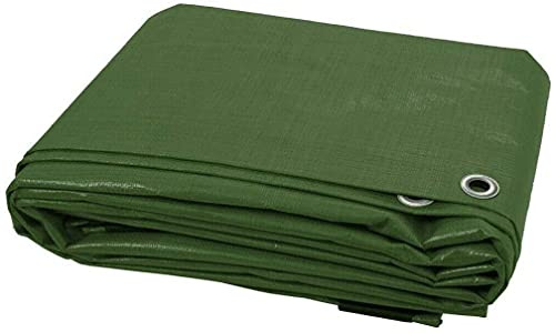4 x 6 m Green Tarpaulin Waterproof Heavy Duty Tarp Sheet Cover, Groundsheet - Waterproof, Weatherproof, Frost-Resistant, UV Protection, Universal, Multipurpose, Reinforced Eyelets