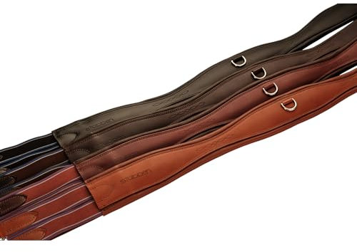 Stübben Leder-Sattelgurt Langgurt Overlay mit beidseitigem Elastikzug - Ebony - 95cm