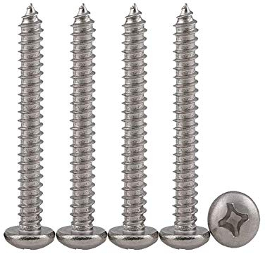 Drenky Holzschrauben 4x60 mm Pan Head Schrauben 50 Stück Edelstahl A2 V2A Blechschrauben Vollgewinde M4 Senkkopfschrauben Mit Pankopf Selbstschneidende Schrauben Universalschrauben